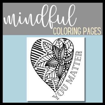 Preview of Mindful Coloring Pages, Reduce Anxiety, Calming Activity for All Ages