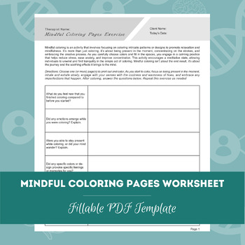 Preview of Mindful Coloring Pages Worksheet (40 Designs)  | PDF Template