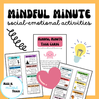 Mindful Minute Task Cards - Social Emotional Learning Activities