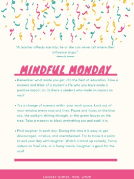 Mindful Monday-Self care tips for staff, parents, or clients