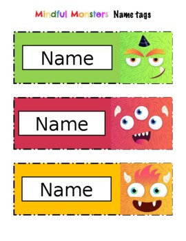 Mindful Monsters Name tags by Katelyn Lowry | TPT