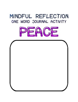 Preview of Mindful Reflection - One Word Journal Activity