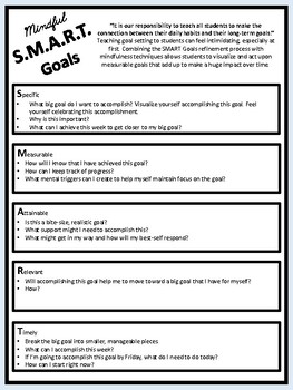 Preview of Mindful SMART Goal Setting Prompts