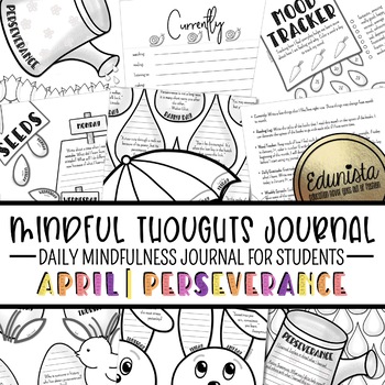 Preview of Mindful Thoughts Journal: April/Perseverance Mindfulness Distance Learning