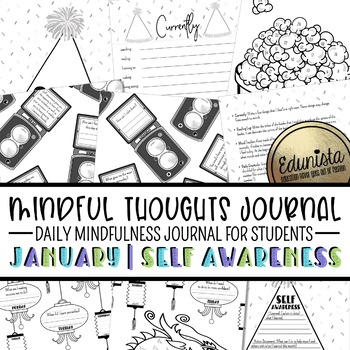 Preview of Mindful Thoughts Journal: January/Self Awareness Mindfulness Activities