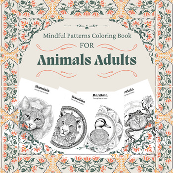 Preview of Mindful patterns coloring book for animlas adults