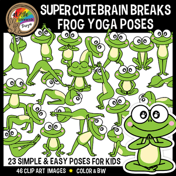 Preview of Mindfulness Clipart - Yoga Frogs - Brain Breakers - Stretching Fitness Poses