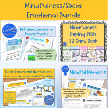 Preview of Mindfulness, ACT, Coping Skills, Social Emotional Bundle