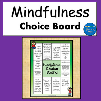 Preview of Mindfulness Activities Choice Board Suitable for Distant Learning