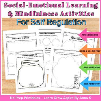 social emotional learning and mindfulness activities for self regulations printable worksheets