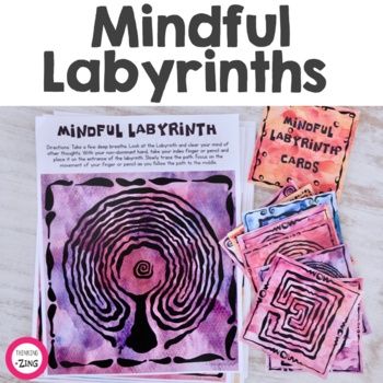 Preview of Mindfulness Labyrinth Activity Cards - Mazes- Calm Down Corner - Focus Activity