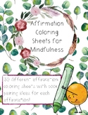 Mindfulness Affirmation Coloring Sheet and Book Pairing Set