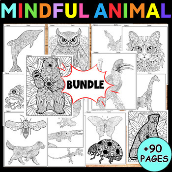 Preview of Mindfulness Animals Mandalas Coloring Pages, Brain Breaks Morning Work Bundle