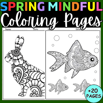 Preview of Mindfulness Animals Mandalas Coloring Pages, Spring Brain Breaks Morning Work