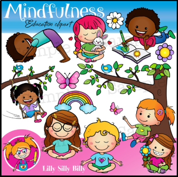 Preview of Mindfulness - B/W & Color clipart illustration {Lilly Silly Billy}