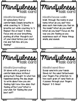 mindfulness bingo game and task cards for school counseling by