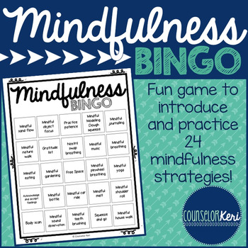 Preview of Mindfulness BINGO Game and Task Cards: Mindfulness Activities Counseling Game