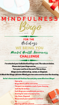 Preview of Mindfulness Bingo Challenge: Holiday Edition Instructions