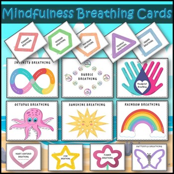 Preview of Mindful Breathing Exercise Activity Cards Great for Calm Down Corners