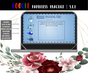 Preview of Mindfulness Breathing | Distance Learning Google Slides Use w/ Google Classroom