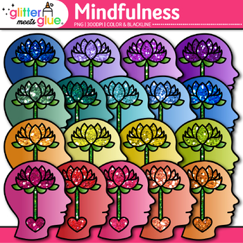 Preview of Mindfulness Clipart: 19 Meditation & Yoga Clip Art Images Transparent PNG B&W