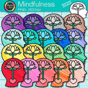 Preview of Mindfulness Clipart: 19 Meditation & Yoga Clip Art Images Transparent PNG B&W