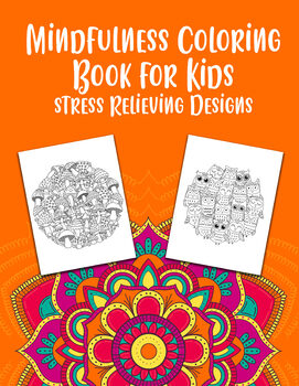 Preview of Mindfulness Coloring Book Printable Pages, Draw Stress Relieving Designs