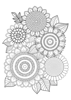 Mindfulness Coloring Pages - 12 Flowers by MR PYP | TpT