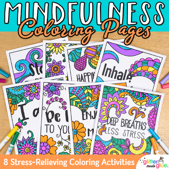 Preview of Mindfulness Coloring Pages for Kids: 8 Exciting Designs for Fast Finishers