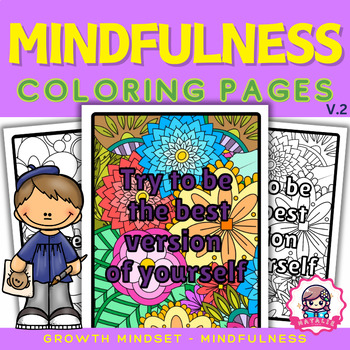 Preview of Mindfulness Coloring Pages for Kids & Teens with Inspirational Quotes V.2
