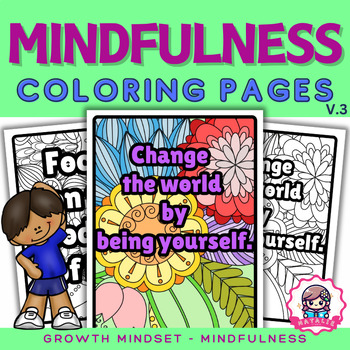 Preview of Mindfulness Coloring Pages for Kids & Teens with Inspirational Quotes V.3