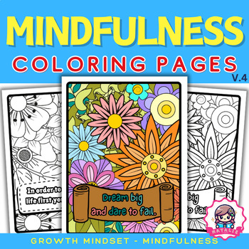 Preview of Mindfulness Coloring Pages for Kids & Teens with Inspirational Quotes V.4