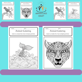 Preview of Mindfulness Coloring pages  Feel the Zen With Stress Reli, animal mandala,
