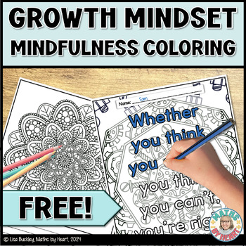 Preview of FREE  Growth Mindset Mindfulness Coloring & Journal Pages to Print