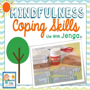 Preview of Mindfulness Coping Skills Labels to use with Jenga® Game - Neutral Colors