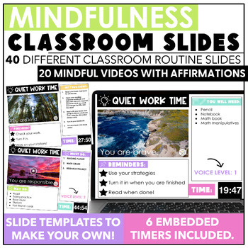 Preview of Mindfulness Daily Classroom Slides with Timers