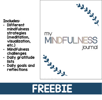 Preview of Mindfulness Daily Journal for Kids - Freebie Sample