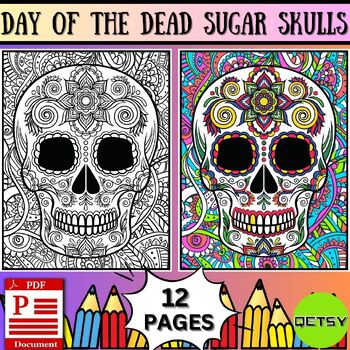 sugar skull coloring books for adults relaxation: 30 + Easy & beautiful dia  de los muertos designs To Draw (Paperback)