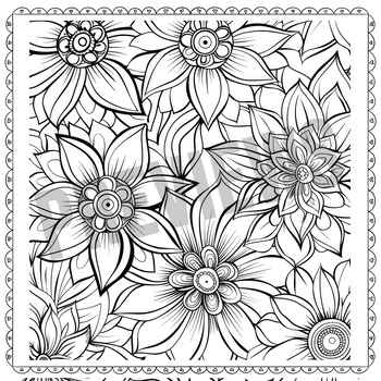 Preview of Mindfulness Flower Mandalas Zentangle Coloring,Flower Relaxing Meditation Adults