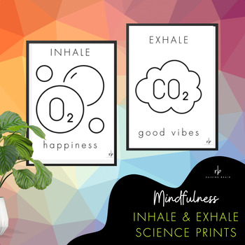 Preview of Mindfulness Inhale & Exhale - O2 + CO2 Science Wall Art - Classroom Decor