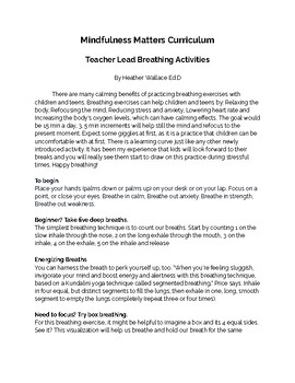 Preview of Mindfulness Matters Curriculum-Teacher Lead Breathing Activities
