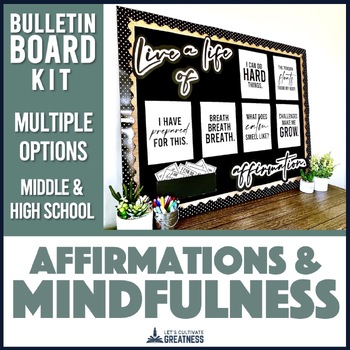 Preview of Mindfulness Meditation Affirmation Interaction Bulletin Board and Posters Kit