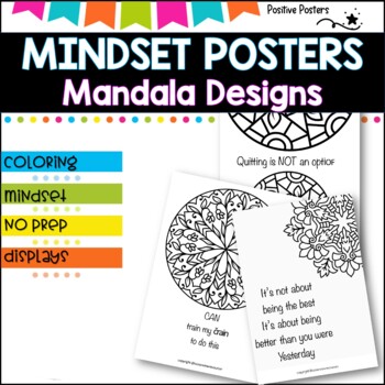 Preview of Mindfulness /Mindset posters, calm coloring for Social Emotional Learning 