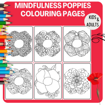 Preview of Mindfulness Poppies Coloring Pages Le Jour du Souvenir (Remembrance Day)