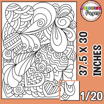 Preview of Mindfulness SEL Calm Collaborative Poster Coloring Activity Bulletin Board Craft