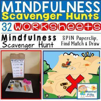 Preview of MINDFULNESS Scavenger Hunt Worksheets: For Relaxation and Calm