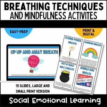 Preview of Mindfulness Social Emotional Learning Breathing Cards Print & Digital 