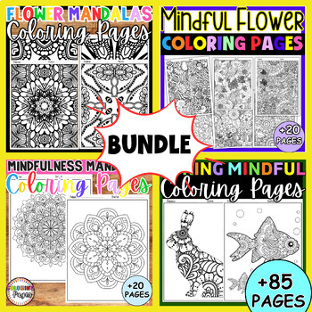 Preview of Mindfulness Spring Coloring Pages Activities, Spring Brain Breaks Morning Work