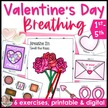 Preview of Mindfulness Valentine's Day Counseling & Breathing Activity