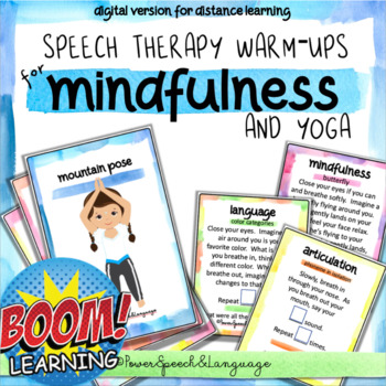 Preview of Speech Therapy Mindfulness, Yoga, Boom Cards Speech Therapy, Movement